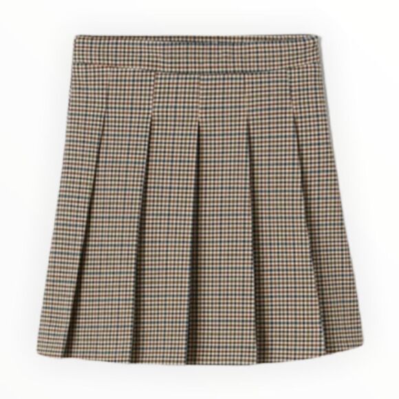 ZARA Kids | Taupe Brown | PLAID BOX PLEAT SKIRT - Picture 2 of 9